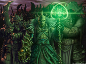 A necromancer and his undead army.